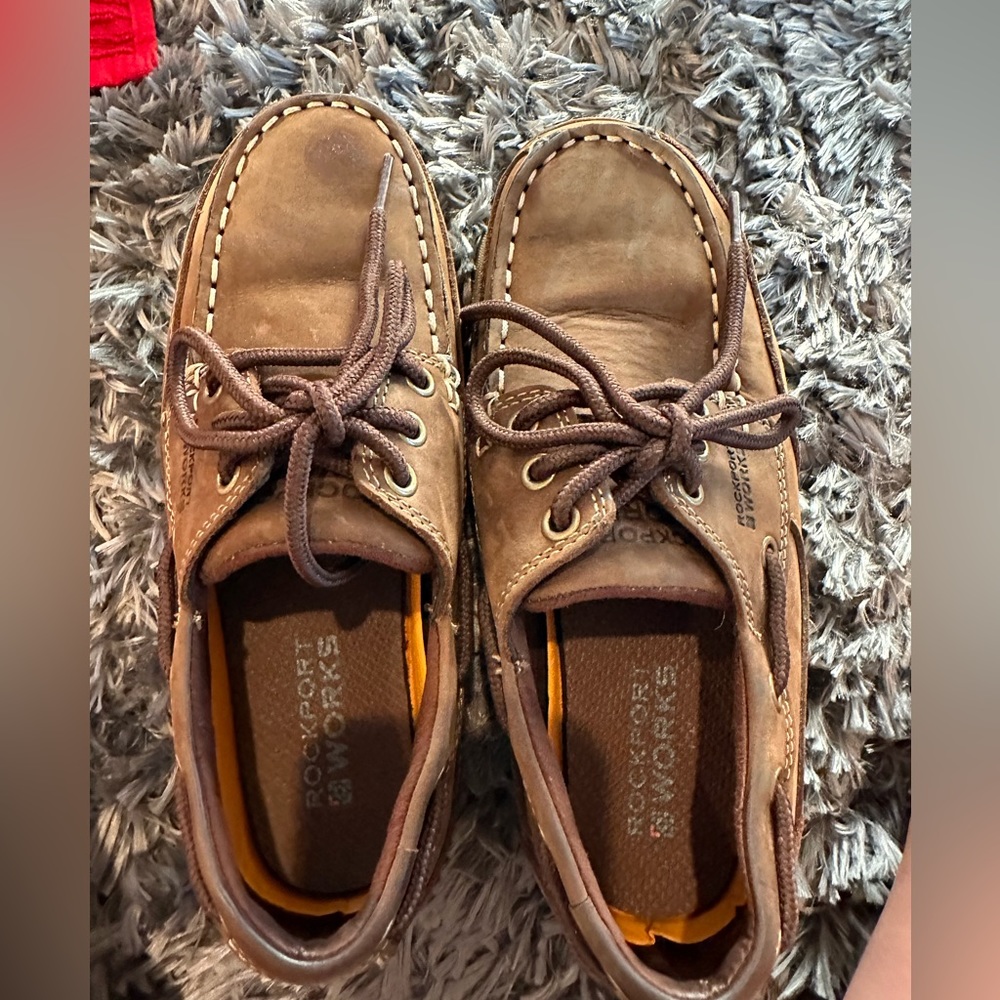 Rockport works steel toe boat shoes
